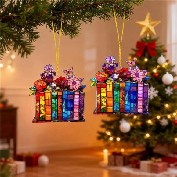 Acrylic Book Ornament Stained Glass Style Window Hanging for Book Lovers - Picture 5 of 7